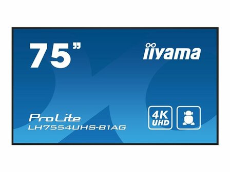 iiyama ProLite LH7554UHS-B1AG 190 cm (75&quot;) Klasse (189.3 cm (74.5&quot;) sichtbar) LCD-Display mit LED-Hintergrundbeleuchtung - 4K - f&uuml;r Digital Signage